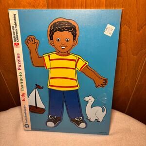 Vintage 1998 Judy Instructo 6 Piece Wooden BOY Puzzle Made In USA